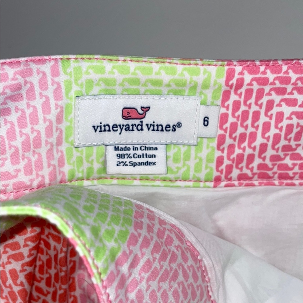 Vineyard Vines Patchwork Whales Skirt Sz 6 Pink Green Preppy Cotton Golf Tennis - Picture 6 of 10